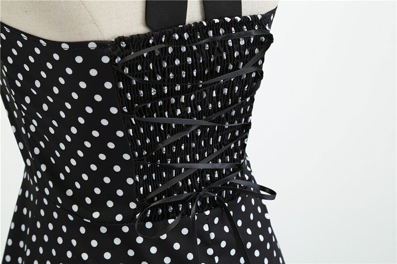 Women Polka Dot Print Summer Dress Sexy Retro White Halter Vintage Dress Plus Size Robe Femme Pin Up Rockabilly Party Dress