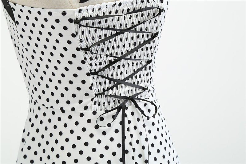Women Polka Dot Print Summer Dress Sexy Retro White Halter Vintage Dress Plus Size Robe Femme Pin Up Rockabilly Party Dress