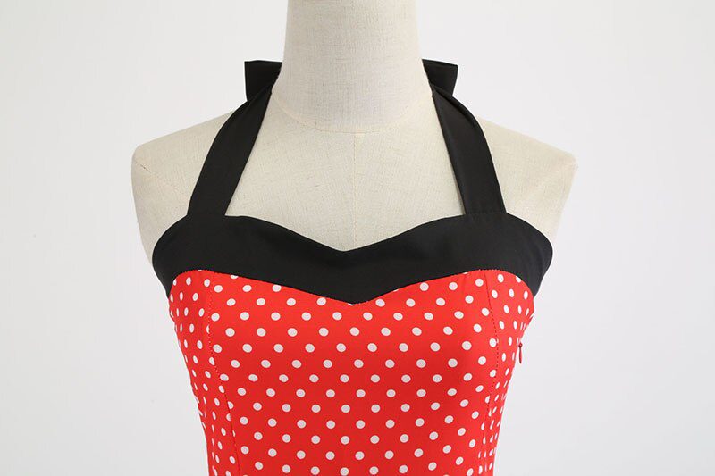 Women Polka Dot Print Summer Dress Sexy Retro White Halter Vintage Dress Plus Size Robe Femme Pin Up Rockabilly Party Dress