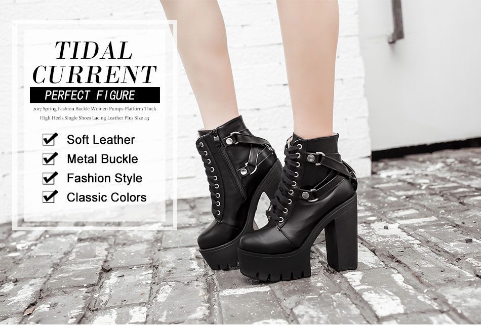 Gdgydh Fashion Black Boots Women Heel Spring Autumn Lace-up Soft Leather Platform Shoes Woman Party Ankle Boots High Heels Punk Gdgydh Fashion Black Boots Women Heel Spring Autumn Lace-up Soft Leather Platform Shoes Woman Party Ankle Boots High Heels Punk