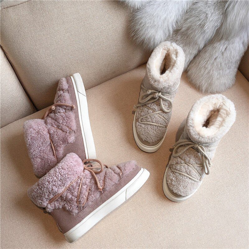 FEDONAS Sweet Women Wool Cow Suede Ankle Boots Female Big Size Snow Boots Dancing Casual Shoes Woman Newest Flats Platform Boots