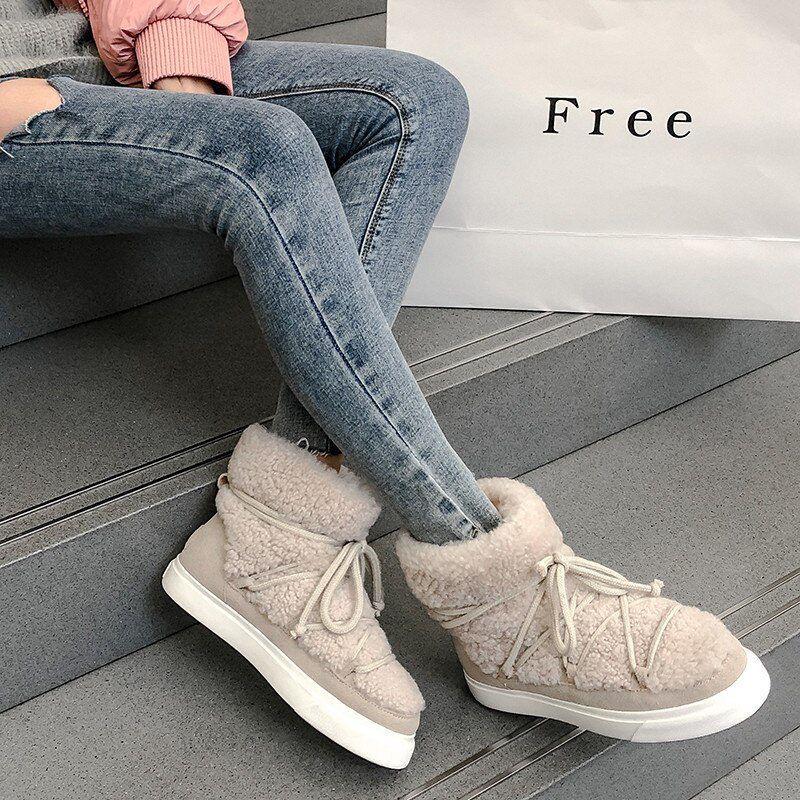 FEDONAS Sweet Women Wool Cow Suede Ankle Boots Female Big Size Snow Boots Dancing Casual Shoes Woman Newest Flats Platform Boots