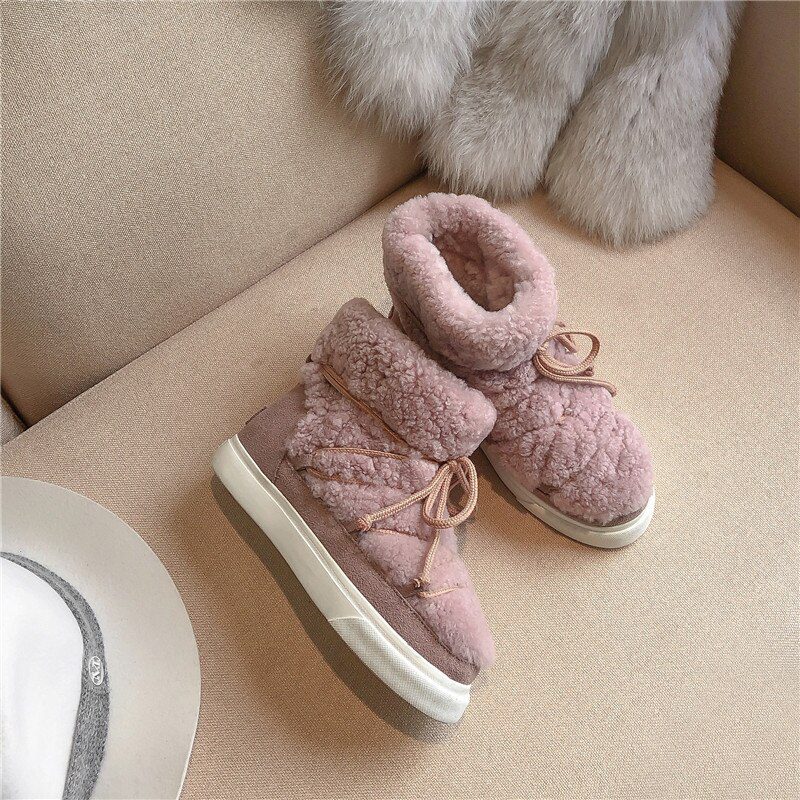 FEDONAS Sweet Women Wool Cow Suede Ankle Boots Female Big Size Snow Boots Dancing Casual Shoes Woman Newest Flats Platform Boots