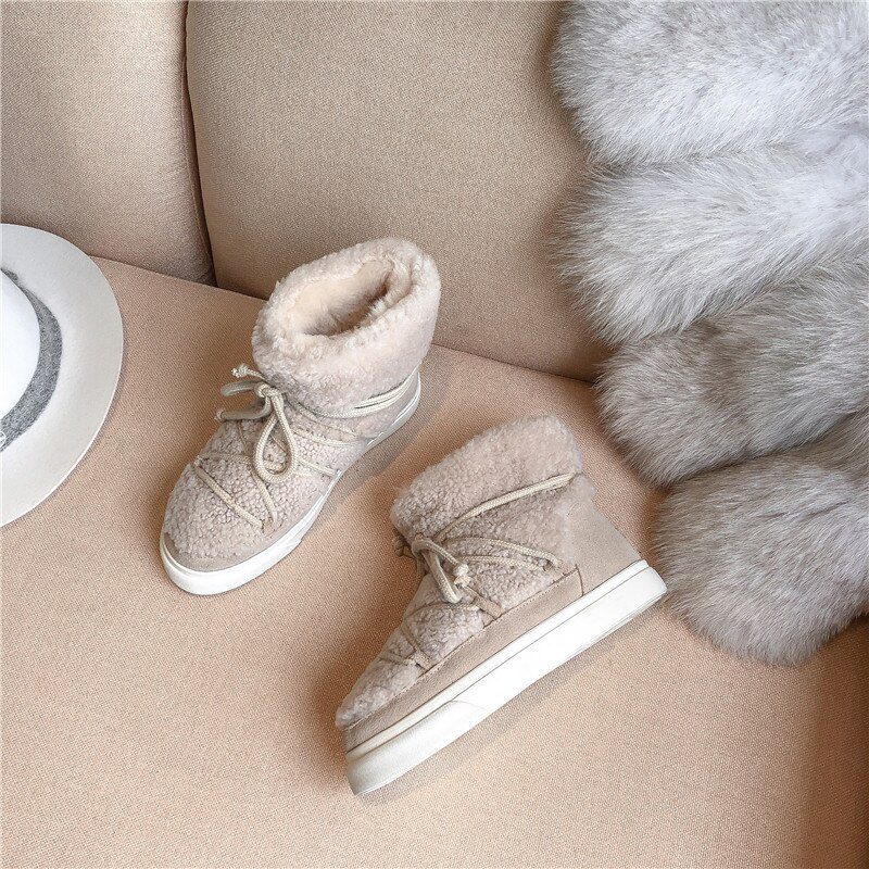 FEDONAS Sweet Women Wool Cow Suede Ankle Boots Female Big Size Snow Boots Dancing Casual Shoes Woman Newest Flats Platform Boots