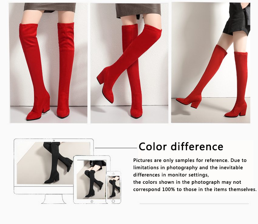 QUTAA 2020 Women Over The Knee High Boots Wedges Heels Winter Shoes Pointed Toe Sexy Elastic Fabric Women Boots Size 34-43