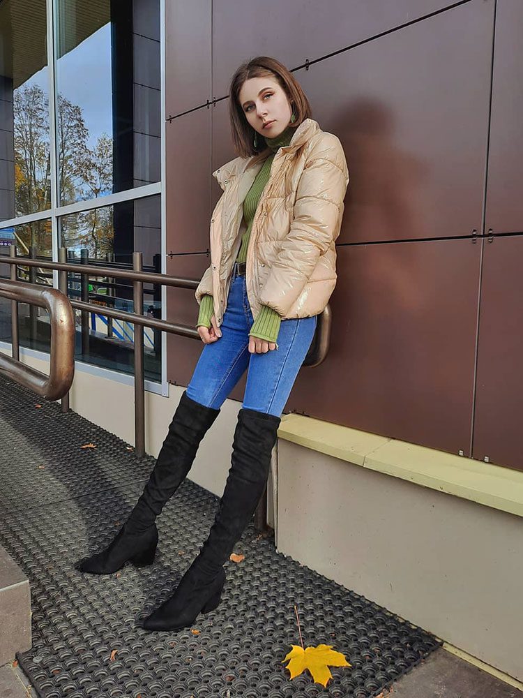 QUTAA 2020 Women Over The Knee High Boots Wedges Heels Winter Shoes Pointed Toe Sexy Elastic Fabric Women Boots Size 34-43