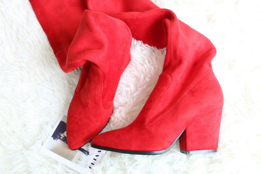 QUTAA 2020 Women Over The Knee High Boots Wedges Heels Winter Shoes Pointed Toe Sexy Elastic Fabric Women Boots Size 34-43