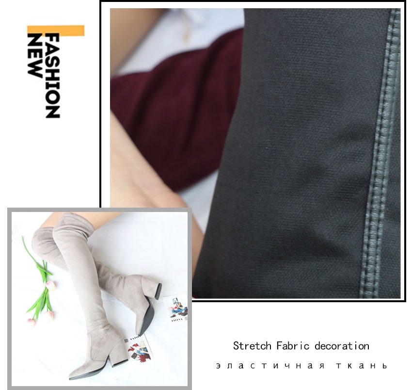 QUTAA 2020 Women Over The Knee High Boots Wedges Heels Winter Shoes Pointed Toe Sexy Elastic Fabric Women Boots Size 34-43