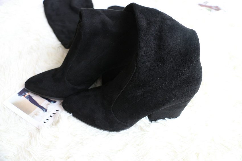 QUTAA 2020 Women Over The Knee High Boots Wedges Heels Winter Shoes Pointed Toe Sexy Elastic Fabric Women Boots Size 34-43