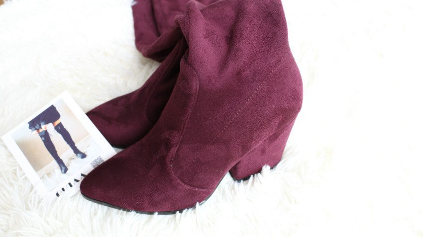 QUTAA 2020 Women Over The Knee High Boots Wedges Heels Winter Shoes Pointed Toe Sexy Elastic Fabric Women Boots Size 34-43