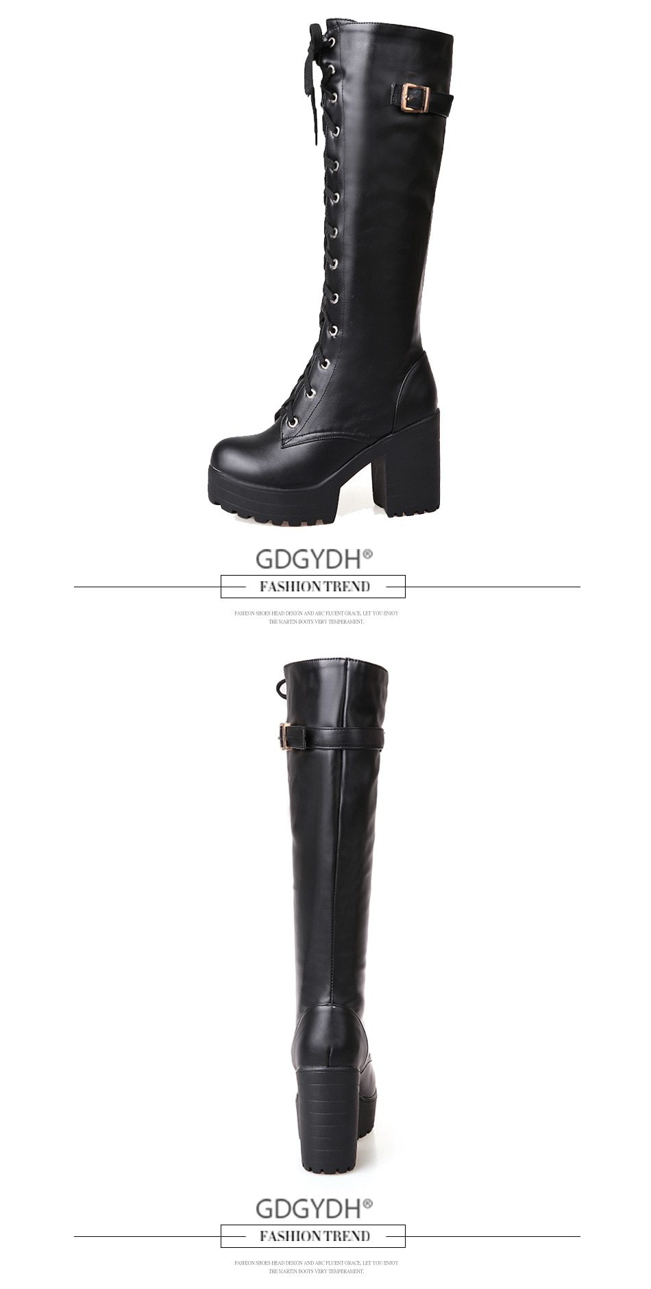 Gdgydh Hot Sale Spring Autumn Lacing Knee High Boots Women Fashion White Square Heel Woman Leather Shoes Winter PU Large Size 43 Gdgydh Hot Sale Spring Autumn Lacing Knee High Boots Women Fashion White Square Heel Woman Leather Shoes Winter PU Large Size 43