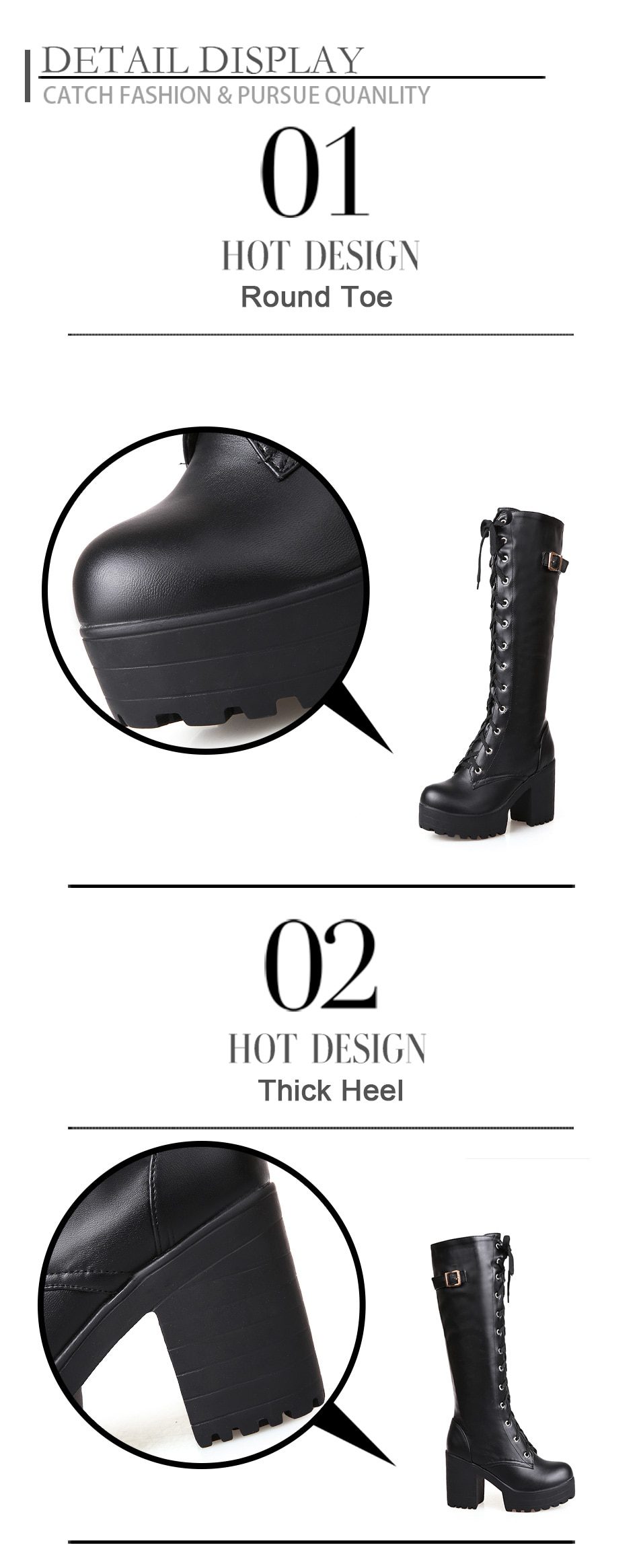 Gdgydh Hot Sale Spring Autumn Lacing Knee High Boots Women Fashion White Square Heel Woman Leather Shoes Winter PU Large Size 43 Gdgydh Hot Sale Spring Autumn Lacing Knee High Boots Women Fashion White Square Heel Woman Leather Shoes Winter PU Large Size 43