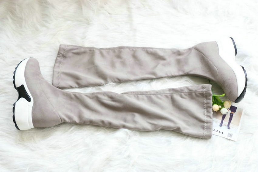 QUTAA 2020 Stretch Fabrics Over The Knee Boots Height Increasing Round Toe Women Shoes Autumn Winter Casual Long Boots Size34-43