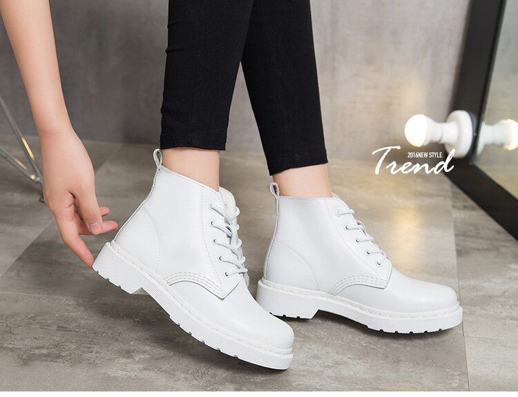 Genuine Leather Boots Women White Ankle Boots Motorcycle Boots Female Autumn Winter Shoes Woman Punk Botas Mujer 2020 Spring