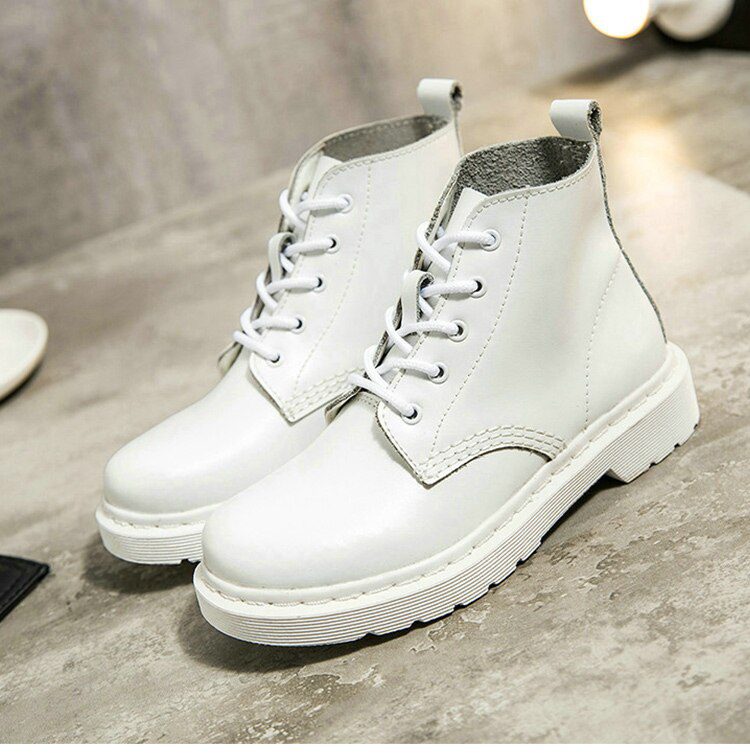 Genuine Leather Boots Women White Ankle Boots Motorcycle Boots Female Autumn Winter Shoes Woman Punk Botas Mujer 2020 Spring