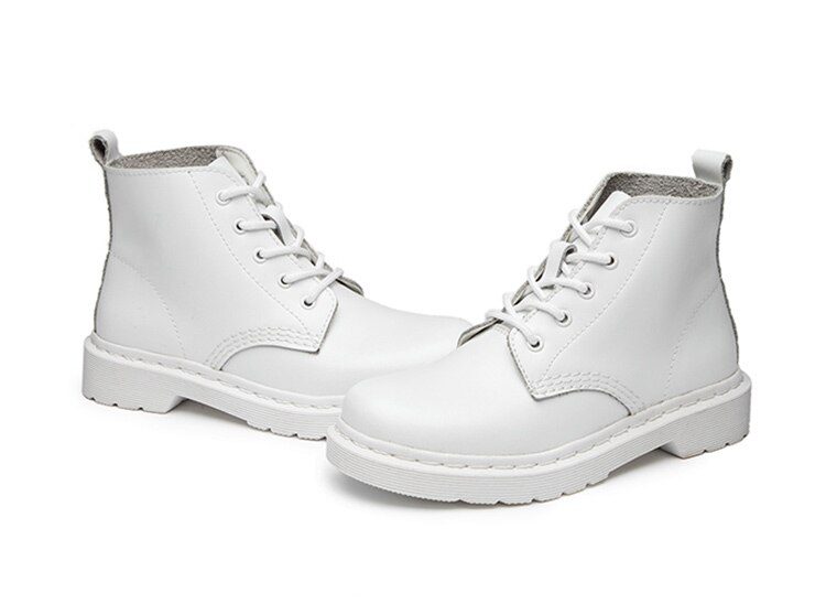 Genuine Leather Boots Women White Ankle Boots Motorcycle Boots Female Autumn Winter Shoes Woman Punk Botas Mujer 2020 Spring