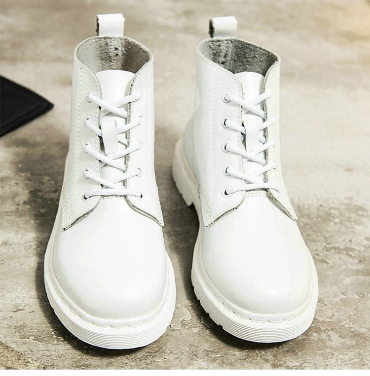 Genuine Leather Boots Women White Ankle Boots Motorcycle Boots Female Autumn Winter Shoes Woman Punk Botas Mujer 2020 Spring