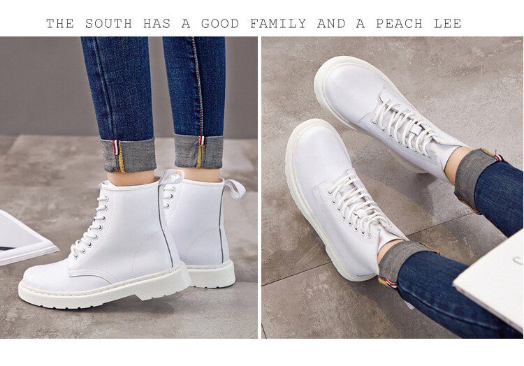 Genuine Leather Boots Women White Ankle Boots Motorcycle Boots Female Autumn Winter Shoes Woman Punk Botas Mujer 2020 Spring