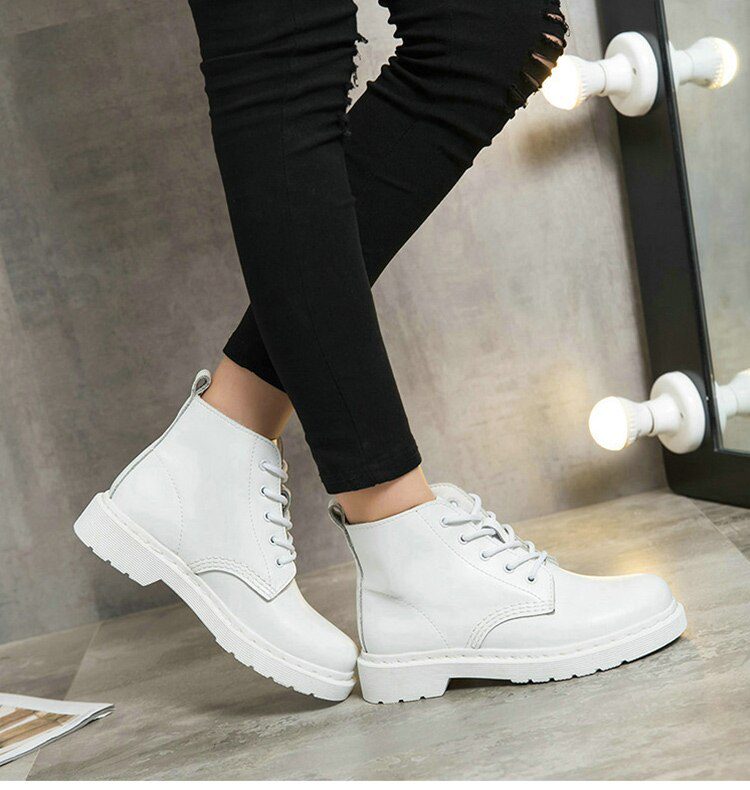 Genuine Leather Boots Women White Ankle Boots Motorcycle Boots Female Autumn Winter Shoes Woman Punk Botas Mujer 2020 Spring