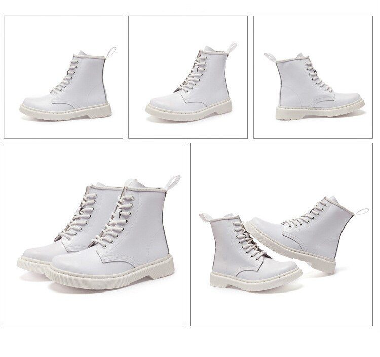 Genuine Leather Boots Women White Ankle Boots Motorcycle Boots Female Autumn Winter Shoes Woman Punk Botas Mujer 2020 Spring