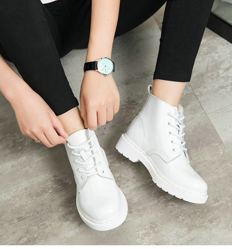 Genuine Leather Boots Women White Ankle Boots Motorcycle Boots Female Autumn Winter Shoes Woman Punk Botas Mujer 2020 Spring