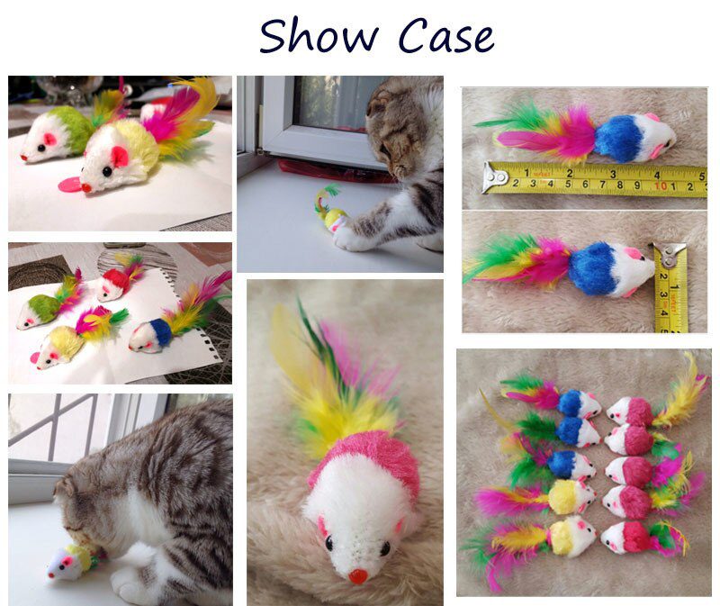 pawstrip Soft Fleece False Mouse Cat Toys Colorful Feather Funny Playing Toys For Cats Kitten Interactive Ball Cat Toy Catnip