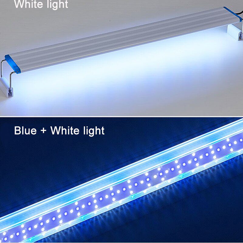 Aquarium LED Light Super Slim Fish Tank Aquatic Plant Grow Lighting Waterproof Bright Clip Lamp Blue LED 18-75cm for Plants 220v