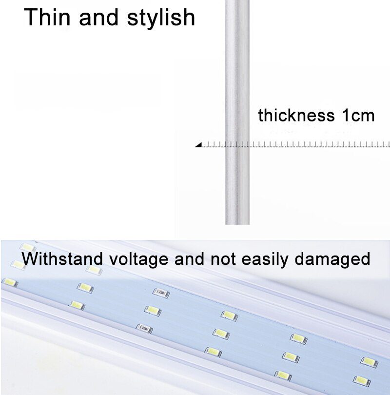 Aquarium LED Light Super Slim Fish Tank Aquatic Plant Grow Lighting Waterproof Bright Clip Lamp Blue LED 18-75cm for Plants 220v