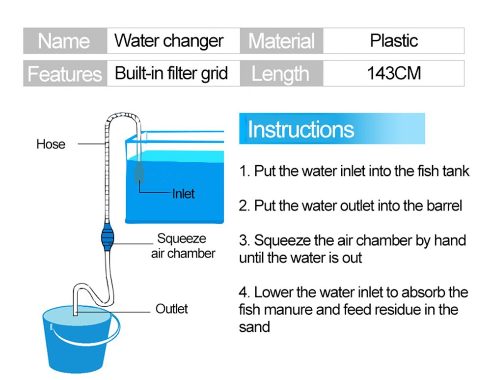 Aquarium Gravel Cleaner Vacuum Handheld Siphon Pump With Filter Nozzle Fish Tank Water Changer Air Pump Cleaning Accessories