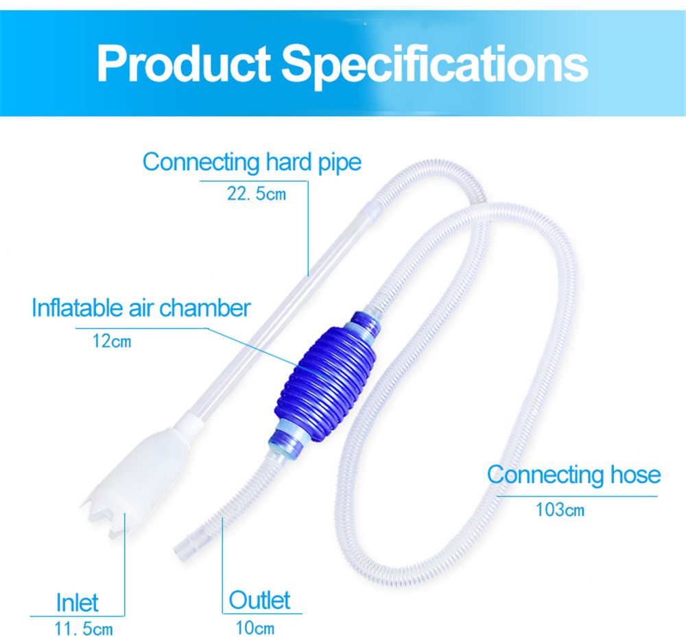 Aquarium Gravel Cleaner Vacuum Handheld Siphon Pump With Filter Nozzle Fish Tank Water Changer Air Pump Cleaning Accessories