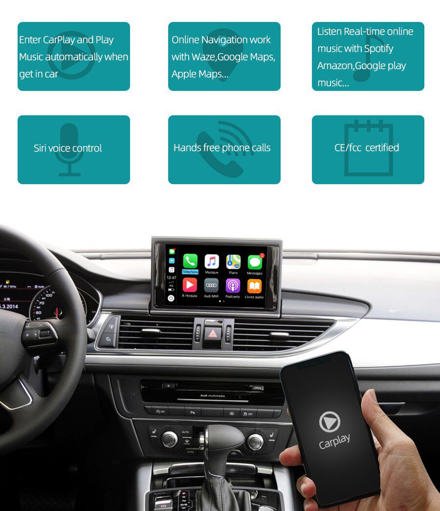 2021 Wireless Apple CarPlay for Audi A1 A3 A4 A5 A6 A7 A8 Q2 Q3 Q5 Q7 MMI Car Play Android Auto Mirror Reverse Camera