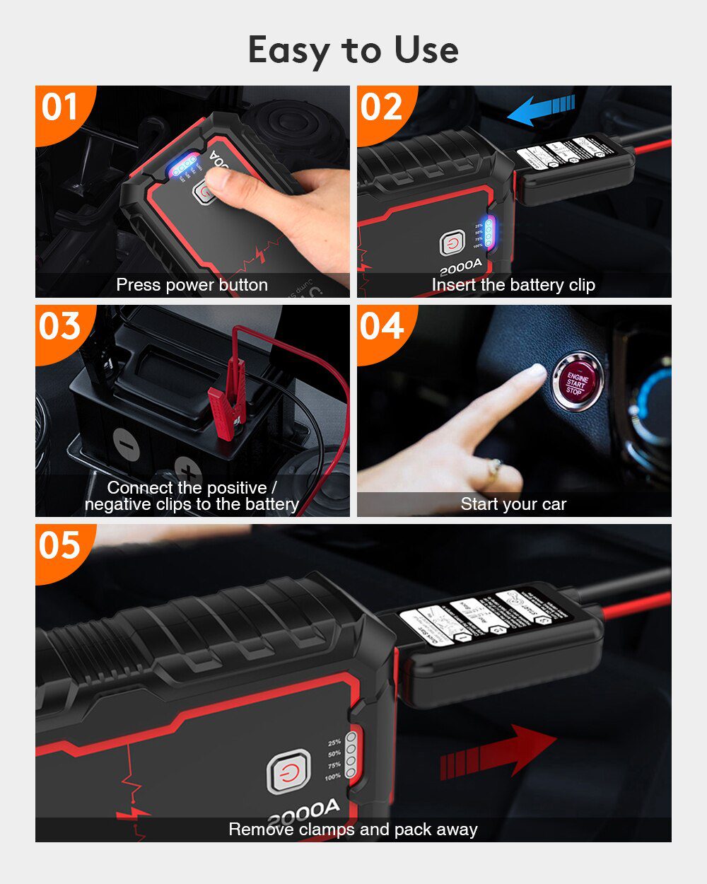 UTRAI Car Jump Starter Power Bank 16000/22000mAh 12V Starting Device Portable Emergency Car Booster Auto Car Battery Charger Gas