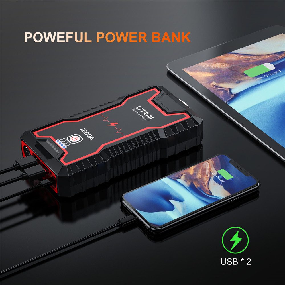 UTRAI Car Jump Starter Power Bank 16000/22000mAh 12V Starting Device Portable Emergency Car Booster Auto Car Battery Charger Gas