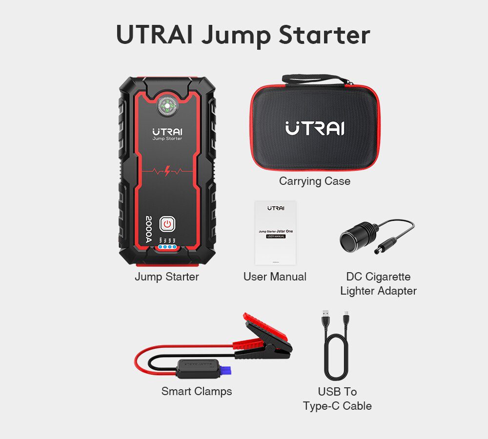 UTRAI Car Jump Starter Power Bank 16000/22000mAh 12V Starting Device Portable Emergency Car Booster Auto Car Battery Charger Gas
