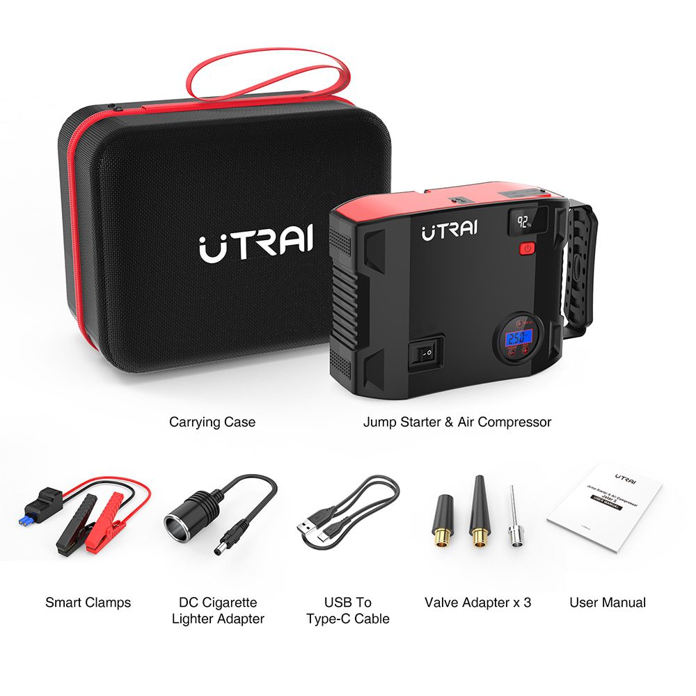 UTRAI 4 IN 1 Car Jump Starter Power Bank 24000mah 2000A with air compressor Portable Emergency 12V Booster Car battery charger UTRAI 4 IN 1 Car Jump Starter Power Bank 24000mah 2000A with air compressor Portable Emergency 12V Booster Car battery charger