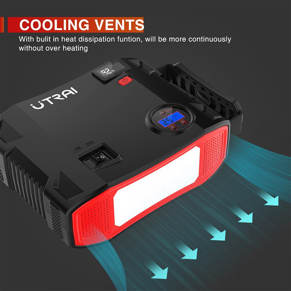 UTRAI 4 IN 1 Car Jump Starter Power Bank 24000mah 2000A with air compressor Portable Emergency 12V Booster Car battery charger UTRAI 4 IN 1 Car Jump Starter Power Bank 24000mah 2000A with air compressor Portable Emergency 12V Booster Car battery charger
