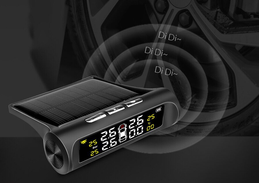 E-ACE Solar Power TPMS Car Tire Pressure Alarm Monitor System Auto Security Alarm Systems Tyre Pressure Temperature Warning