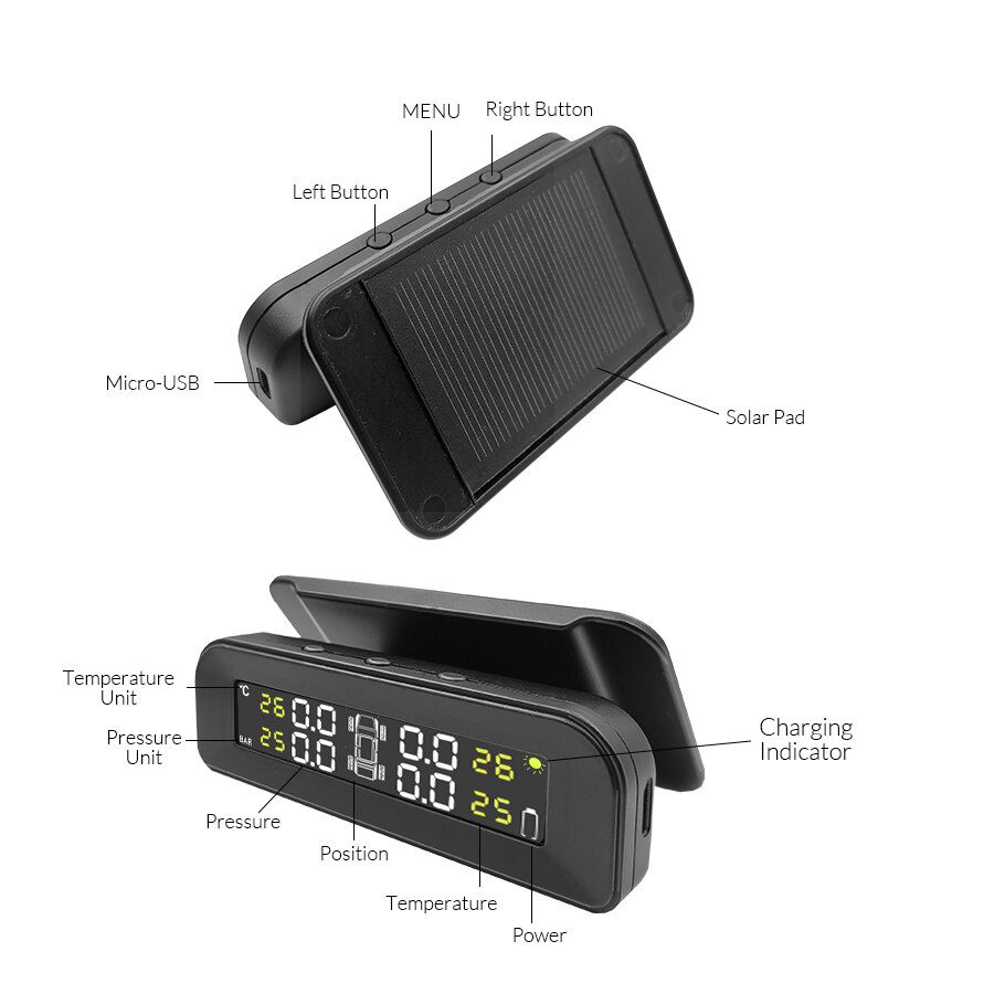 E-ACE Solar Power TPMS Car Tire Pressure Alarm Monitor System Auto Security Alarm Systems Tyre Pressure Temperature Warning E-ACE Solar Power TPMS Car Tire Pressure Alarm Monitor System Auto Security Alarm Systems Tyre Pressure Temperature Warning