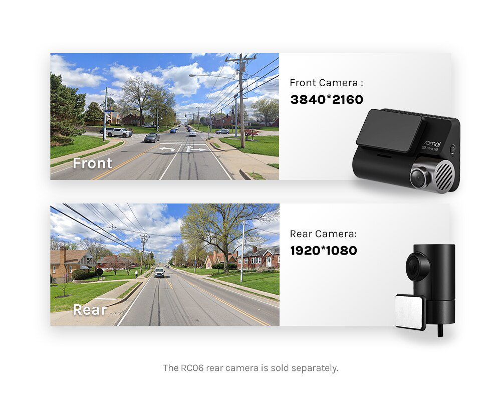 70mai Dash Cam 4K A800S Dual Sight 70mai A800S GPS ADAS Front and Rear Car DVR 2160P 4K 24H Parking 140FOV