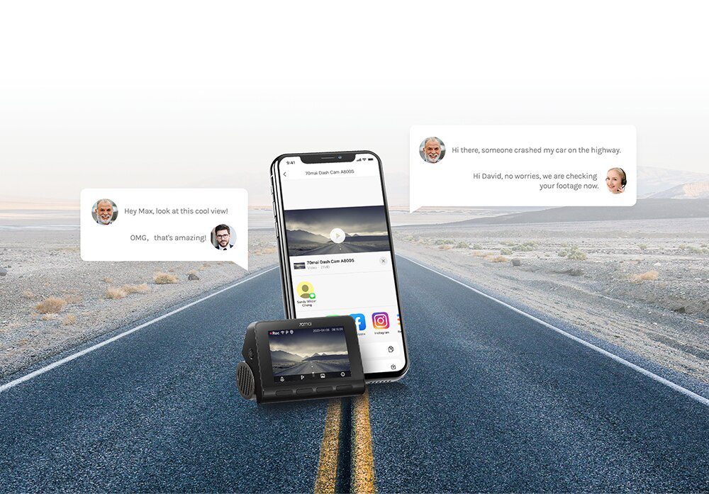 70mai Dash Cam 4K A800S Dual Sight 70mai A800S GPS ADAS Front and Rear Car DVR 2160P 4K 24H Parking 140FOV