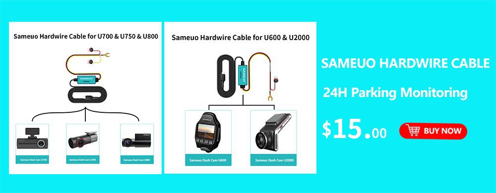 Sameuo U2000 WIFI dash cam 2k front and rear 1080p 2 camera Lens CAR dvr smart car dvrs Auto Night Vision 24H Parking Monitor
