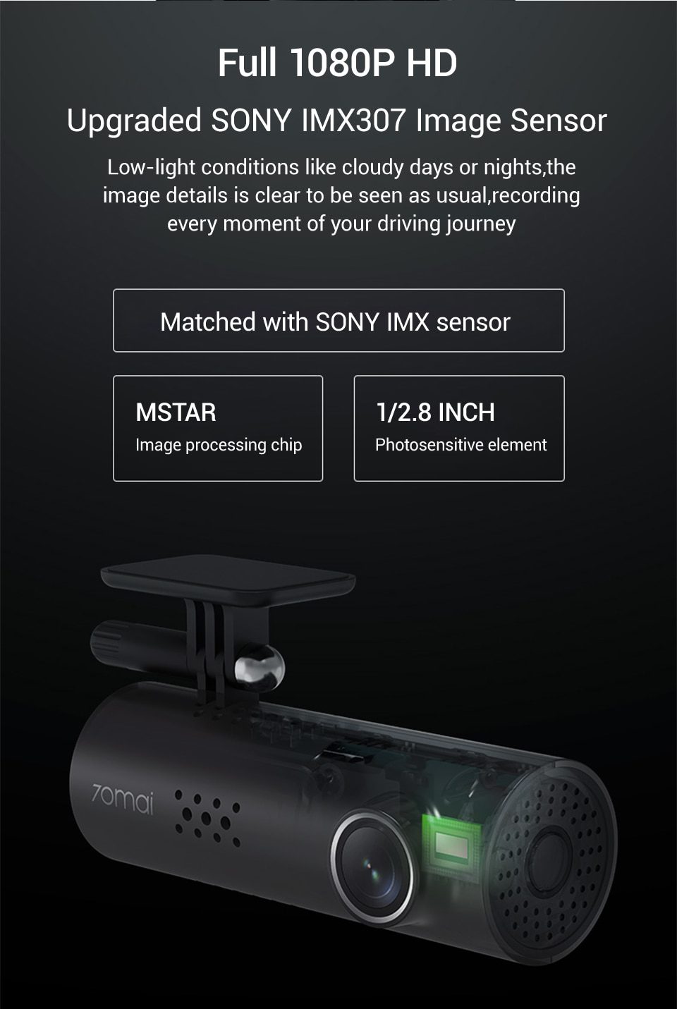 70mai Smart Dash Cam 1S English Voice Control 70 Mai Car Camera 1080P 130FOV Wifi 70mai Car DVR Car Recorder Auto Recorder Wifi