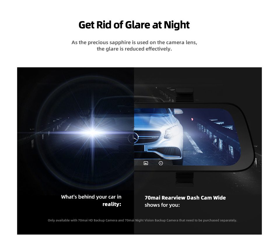 2020 New 9.35 Inch Full Screen 70mai Rearview Dash Cam Wide 1080P Auto Cam 130FOV 70mai Mirror Car Recorder Stream Media Car DVR