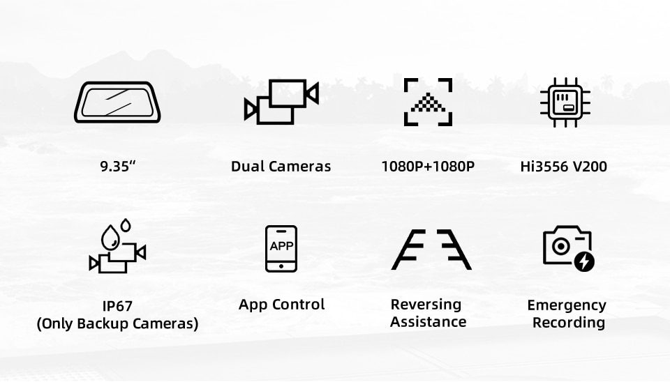 2020 New 9.35 Inch Full Screen 70mai Rearview Dash Cam Wide 1080P Auto Cam 130FOV 70mai Mirror Car Recorder Stream Media Car DVR