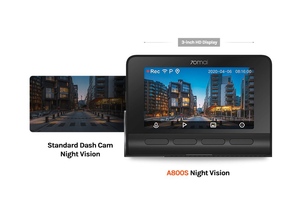 70mai A800S 4K Car DVR Dual Vision GPS ADAS 70mai 4K Dash Cam A800S 24H Parking Monitior Front & Rear Cam 140FOV