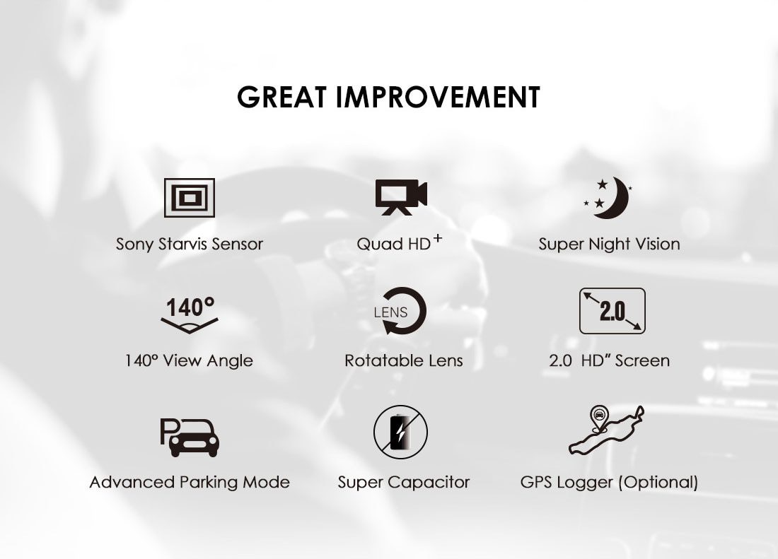 VIOFO A119 V3 2K 60fps Car Dash Cam Super Night Vision Quad HD 2560 * 1600P Car DVR with Parking Mode G-sensor optional GPS