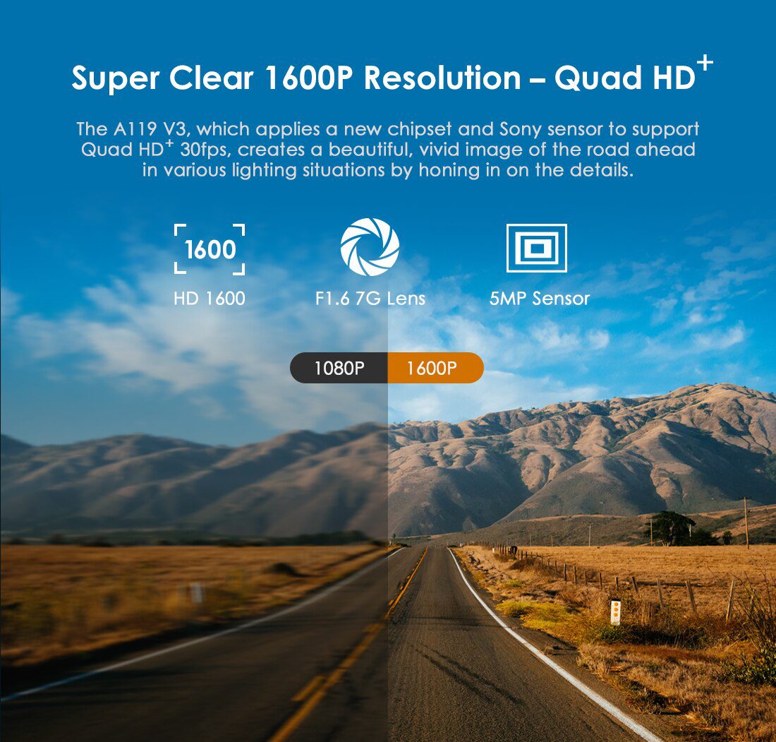 VIOFO A119 V3 2K 60fps Car Dash Cam Super Night Vision Quad HD 2560 * 1600P Car DVR with Parking Mode G-sensor optional GPS