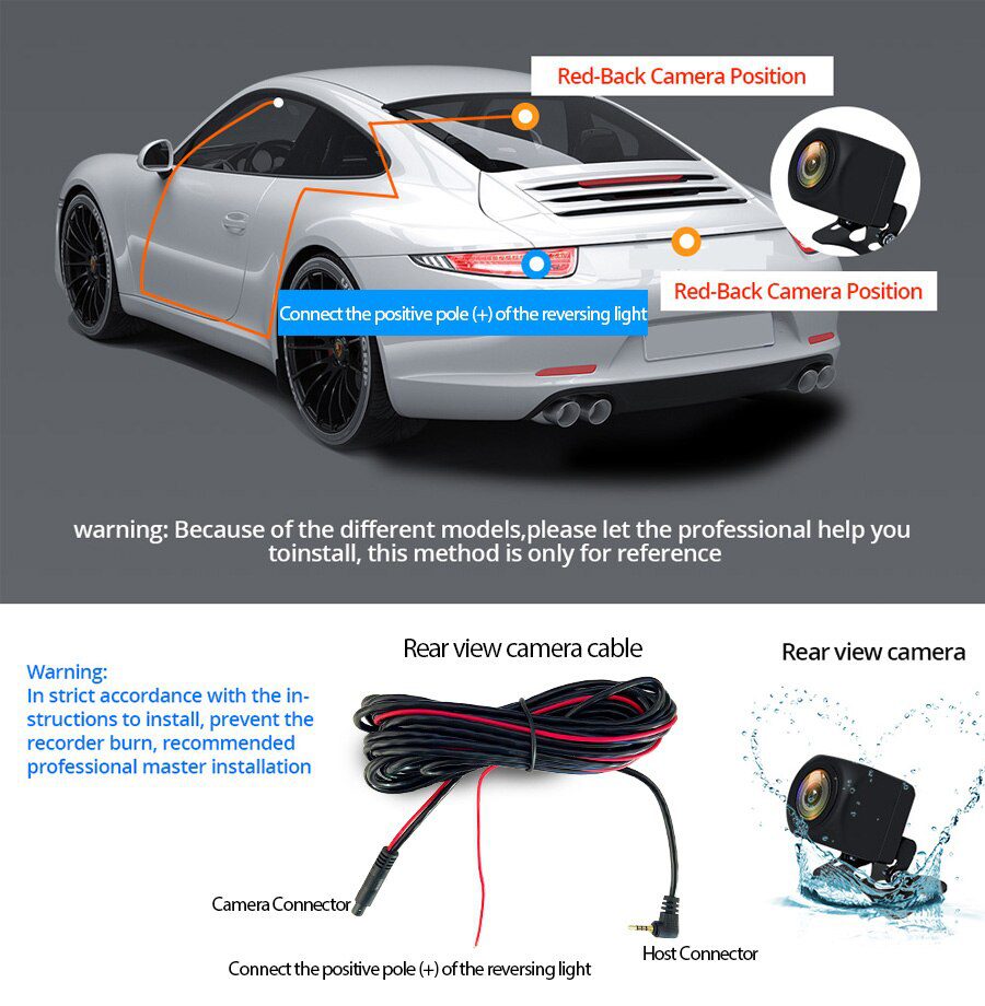 E-ACE Car Dvr 10 Inch Touch Screen Video Recorder Auto Registrar Stream Mirror Support RearView Camera night vision dash cam