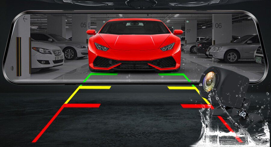 E-ACE Car Dvr 10 Inch Touch Screen Video Recorder Auto Registrar Stream Mirror Support RearView Camera night vision dash cam