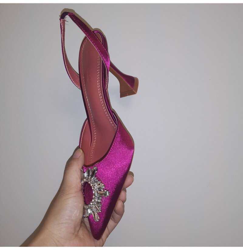 2021 Brand women Pumps luxury Crystal Slingback High heels Summer bride Shoes Comfortable triangle Heeled Party Wedding Shoes